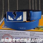 AAA Fake Fendi Reversible Black And Blue Leather Belt With Monster Eye Buckle